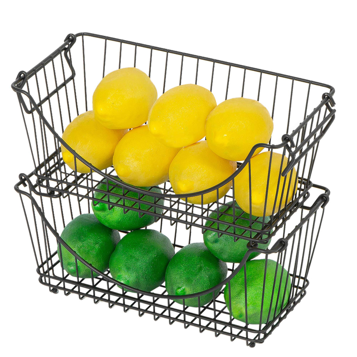 Medium Metal Wire Stacking Baskets with Handles